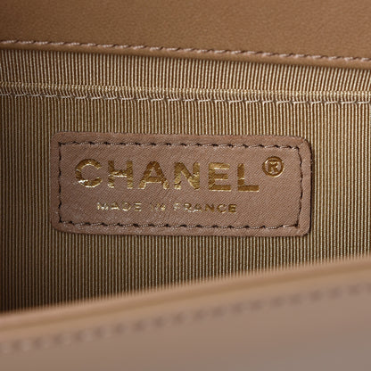 Chanel Iridescent Patent Quilted Medium Boy Flap Beige 6 of 9