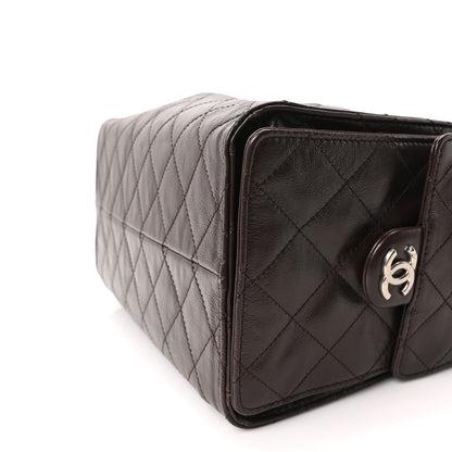 Chanel Shiny Crumpled Calfskin Quilted Small Chanel 25 Handbag Dark Brown 9 of 9