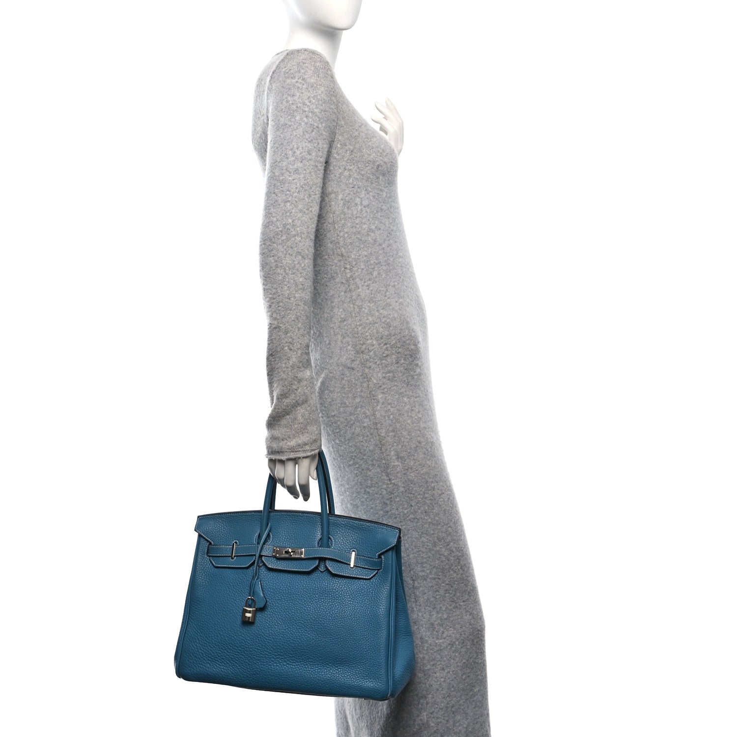 Hermes Taurillon Clemence BIRKIN 35 Blue Jean 2 of 13