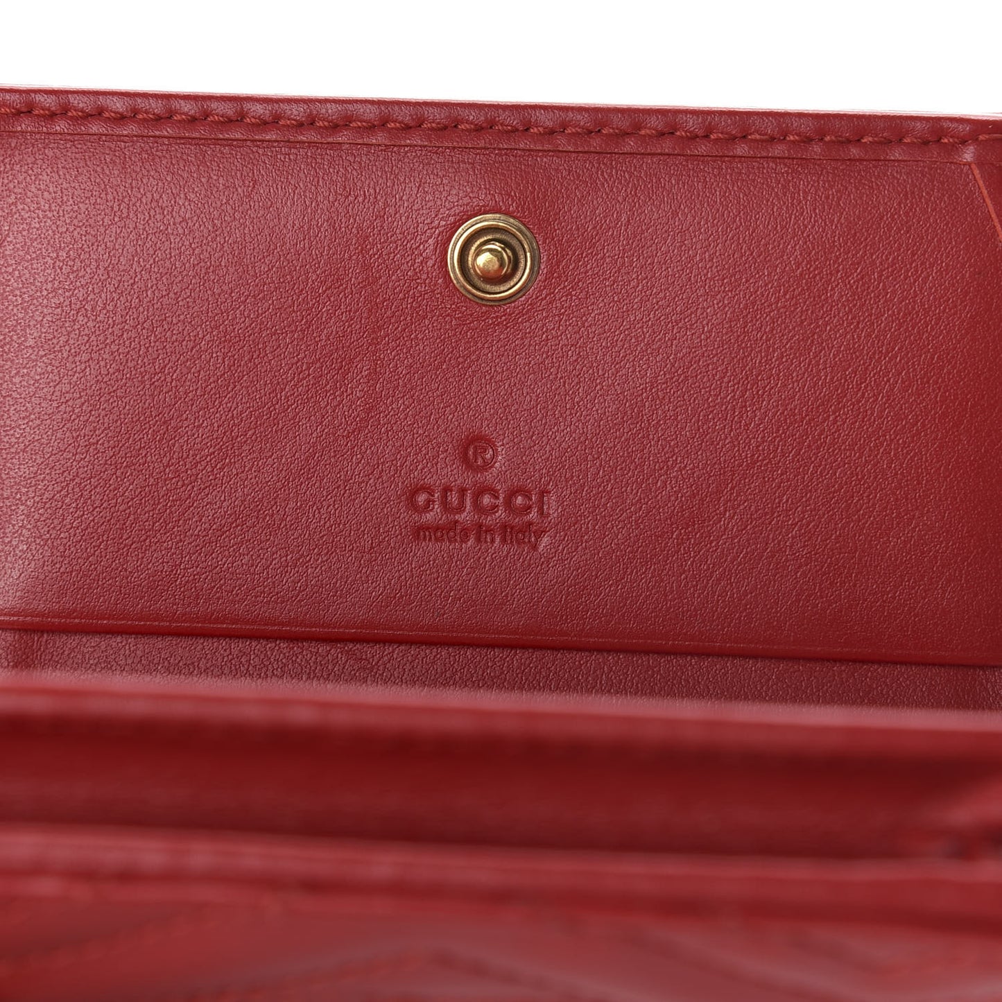 Calfskin Matelasse GG Marmont Card Case Wallet Hibiscus Red