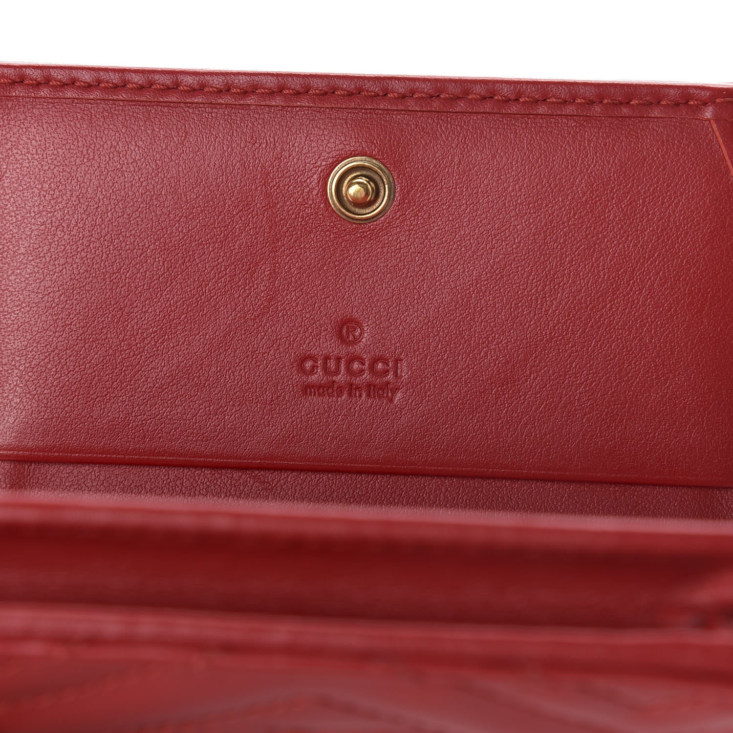 Gucci Calfskin Matelasse GG Marmont Card Case Wallet Hibiscus Red 6 of 6