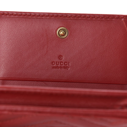 Gucci Calfskin Matelasse GG Marmont Card Case Wallet Hibiscus Red 6 of 6