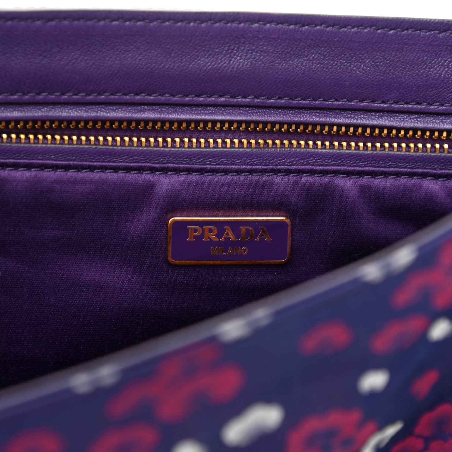 Prada Tessuto Nylon Jacquard Floral Print Shoulder Bag Viola 6 of 10