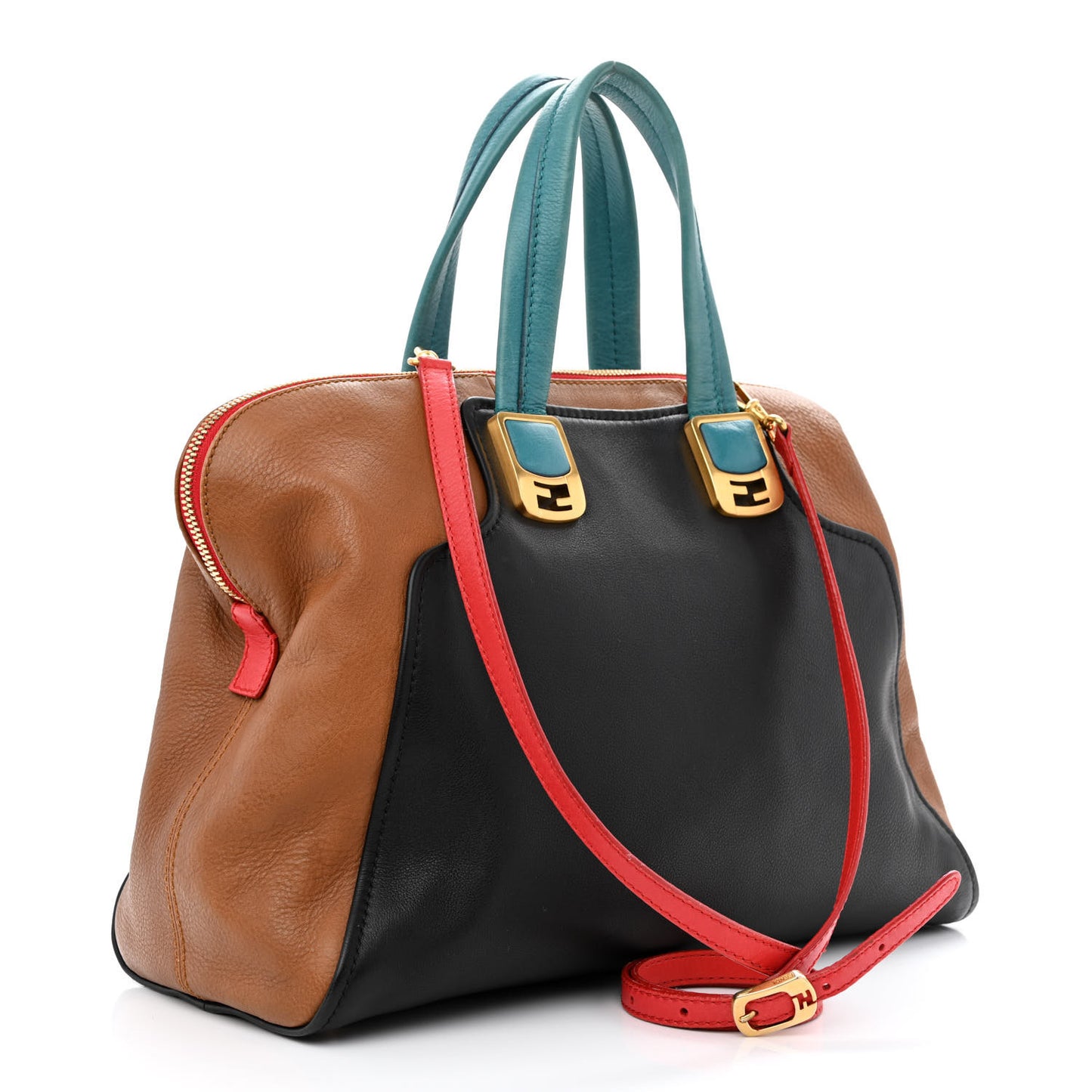 Calfskin Colorblock Large Chameleon Tote Biscotto