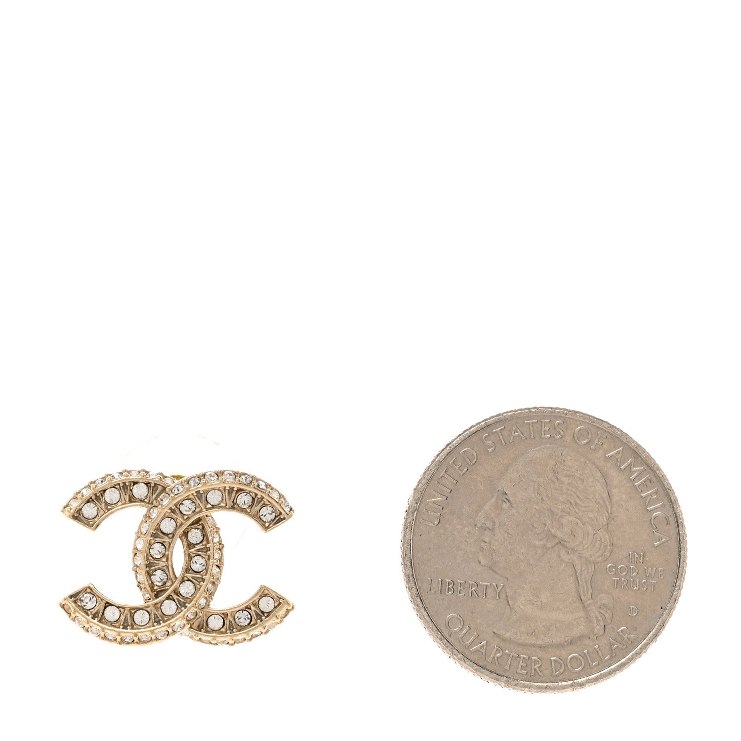 Chanel Crystal Timeless CC Single Earring Light Gold 2 of 4