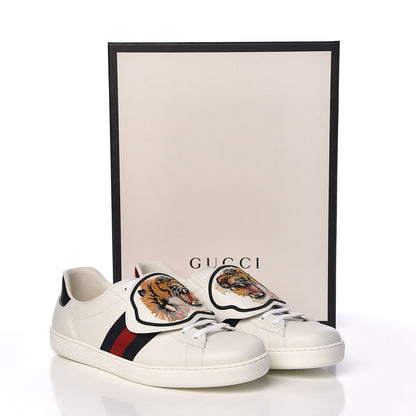 Gucci Calfskin Ayers Web Tiger Embroidered Mens Ace Sneakers 10.5 White 12 of 12