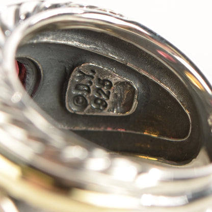 David Yurman Sterling Silver 14K Yellow Gold Citrine Rhodalite Garnet 15mm Renaissance Ring 52 6 4 of 5