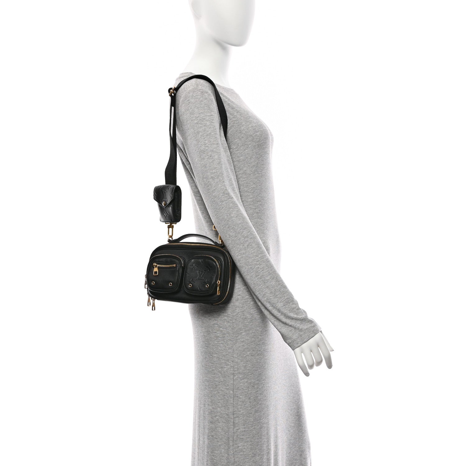 Louis Vuitton Calfskin Monogram Embossed Utility Crossbody Black 2 of 9