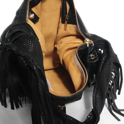 Jimmy Choo Elaphe Snakeskin Roxie Hobo Black 5 of 9