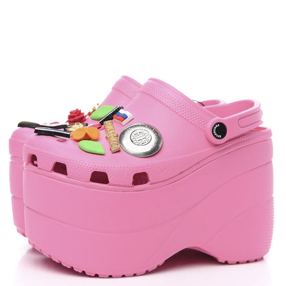 Balenciaga X CROCS Rubber Textured Womens Platform Sandals 38 Rose Bonbon 3 of 8