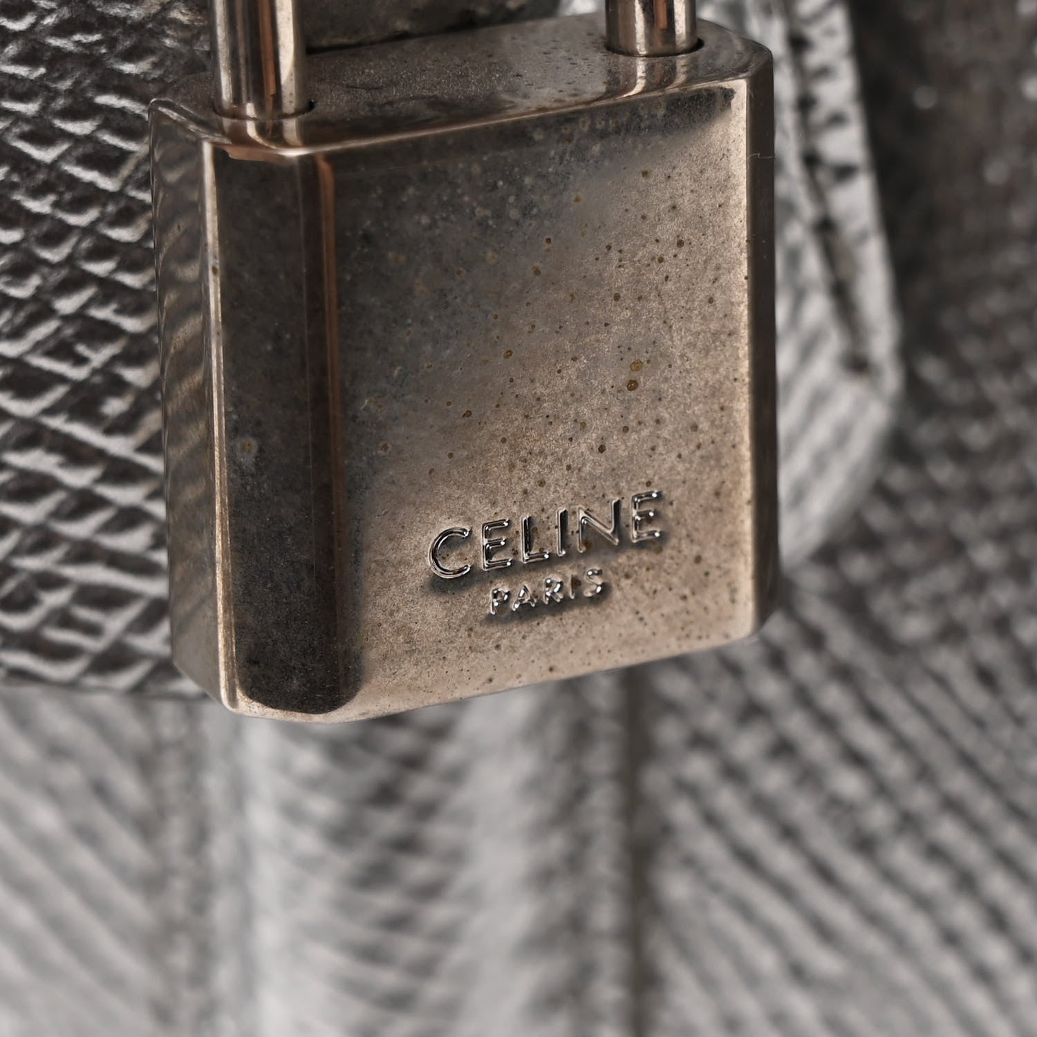 Celine Laminated Grained Calfskin Medium Briefcase Silver 6 of 13