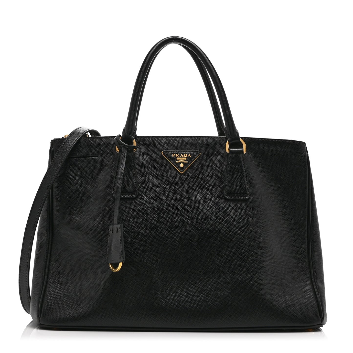 Saffiano Lux Large Galleria Double Zip Tote Black