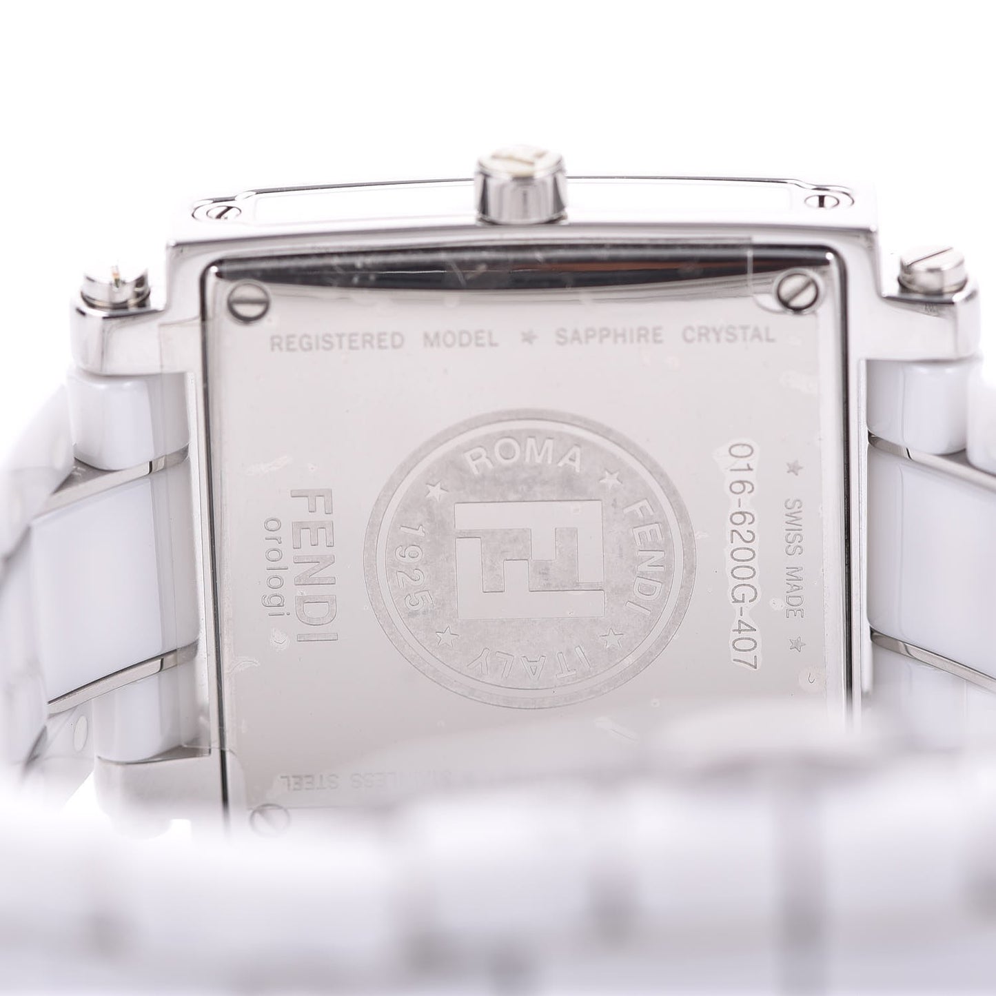 Stainless Steel Ceramic Diamond Bezel 30mm Quadro Quartz Watch White