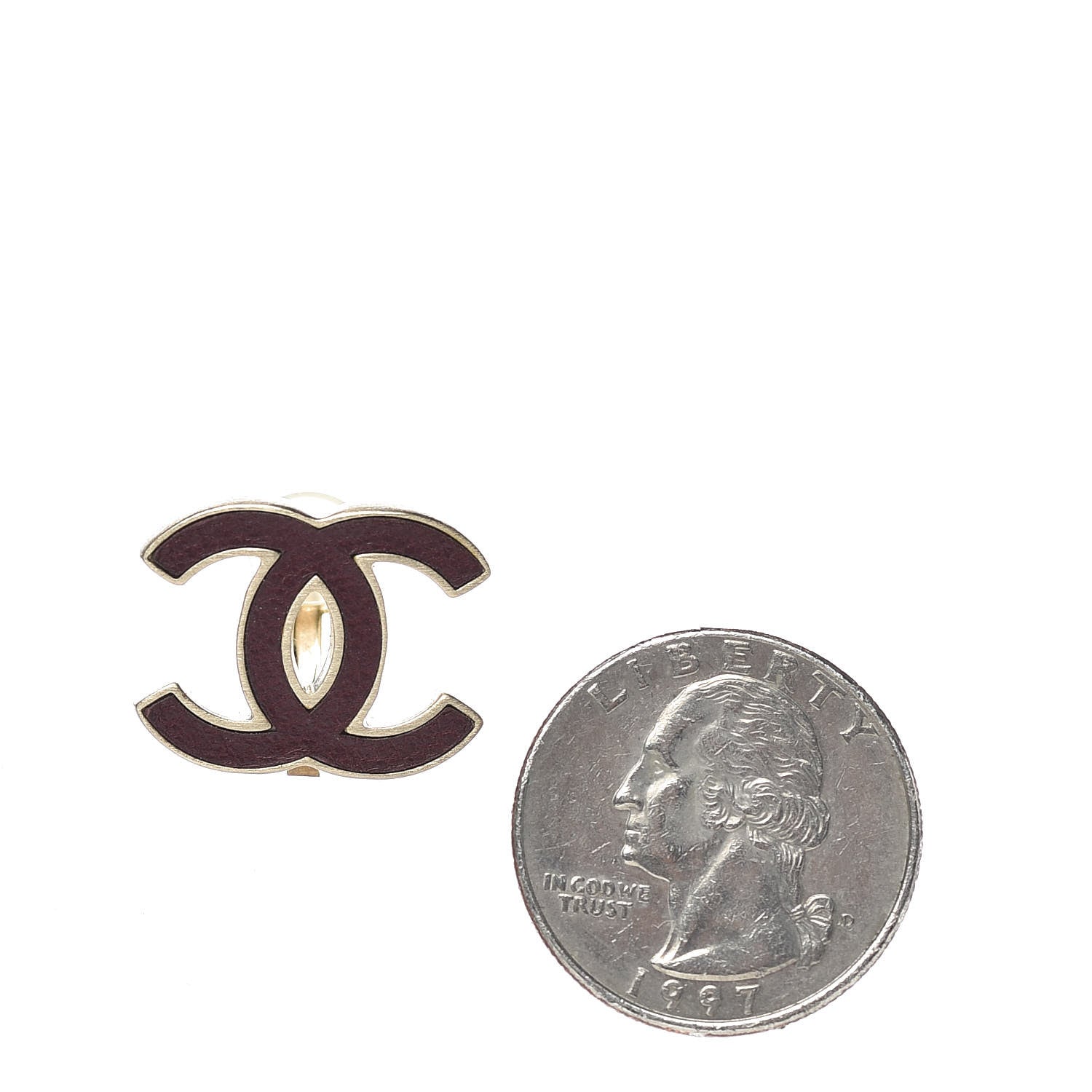 Chanel Lambskin CC Clip On Earrings Burgundy Gold 2 of 5