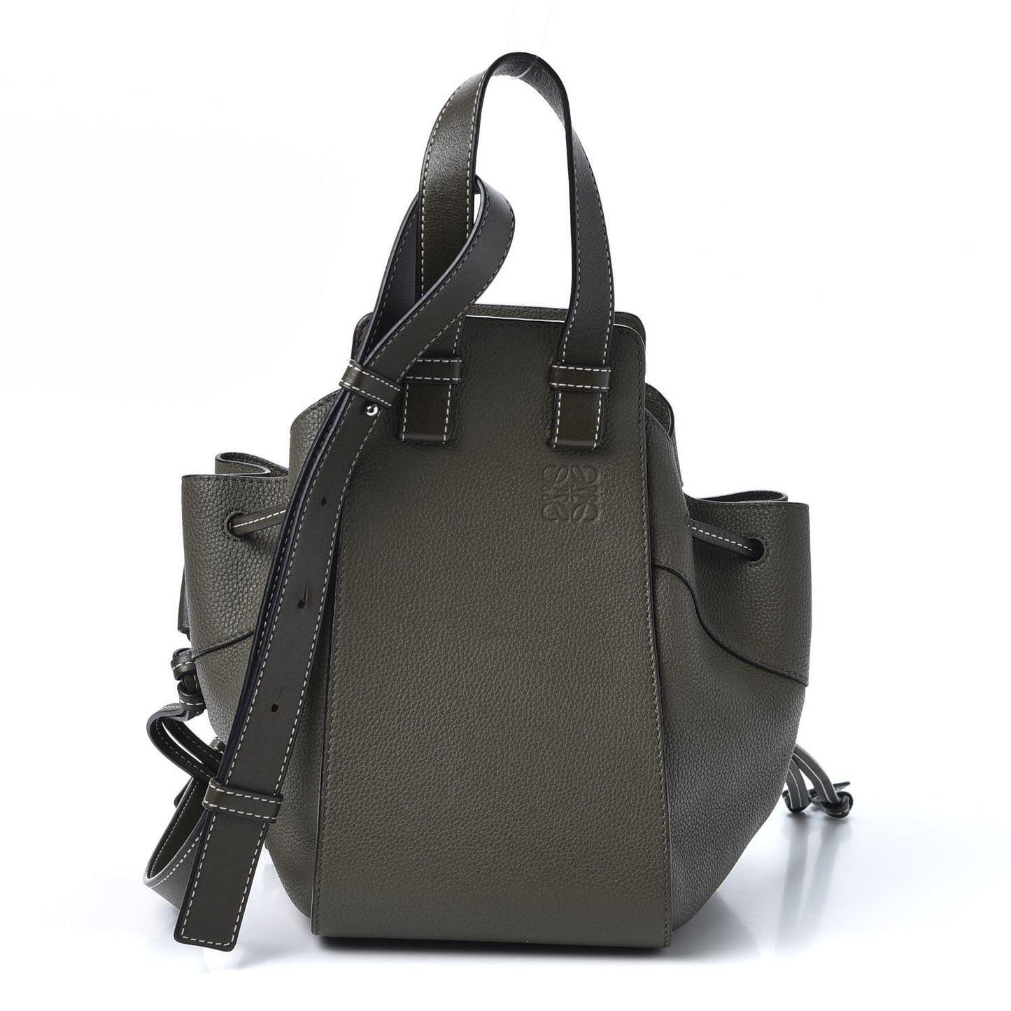 Calfskin Small Hammock Shoulder Bag Khaki Green