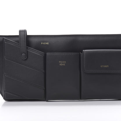 Fendi Vitello Grace Matte 3 Pocket Belt Pouch Black 7 of 9