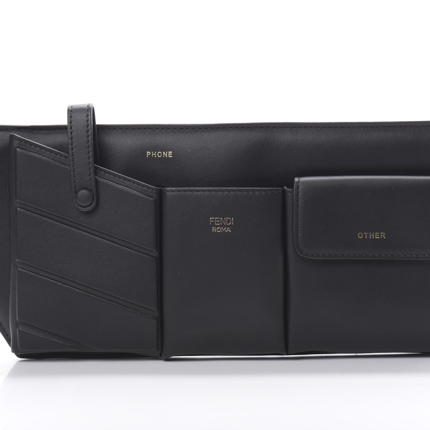Fendi Vitello Grace Matte 3 Pocket Belt Pouch Black 7 of 9