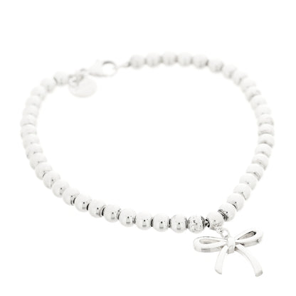 Tiffany Sterling Silver 4mm Bow Bead Bracelet 1 of 3