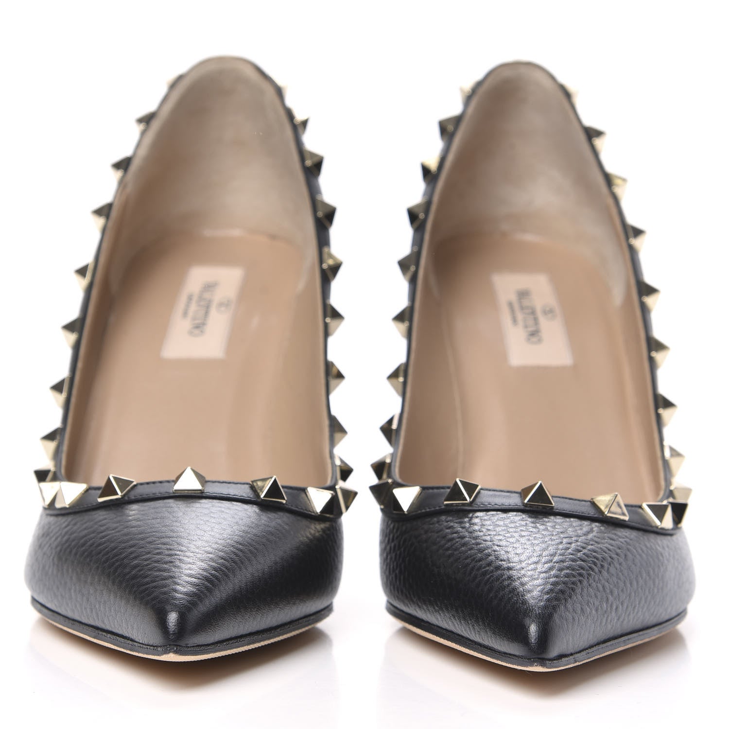 Valentino Garavani Pebbled Calfskin Rockstud 85mm Pumps 39 Black 2 of 8