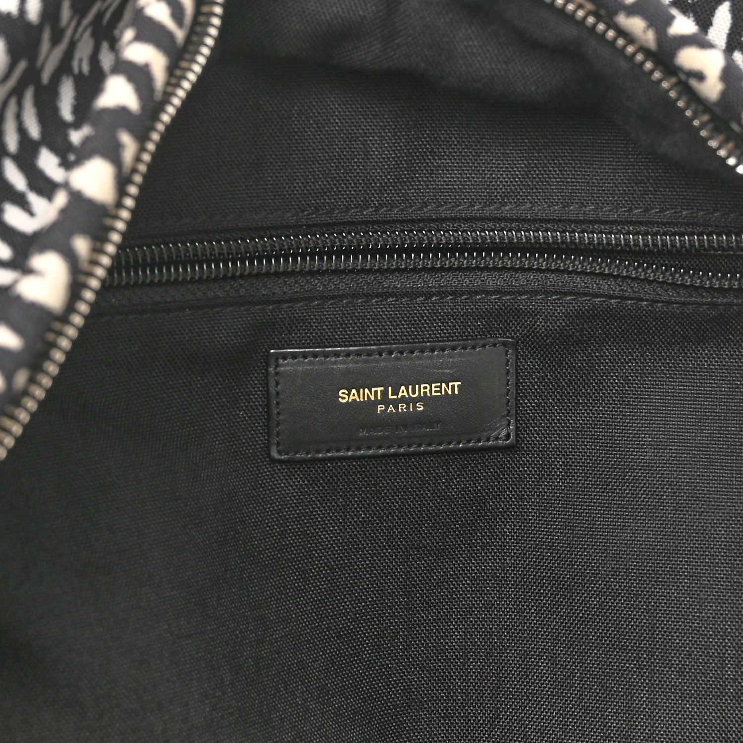 Saint Laurent Canvas Leopard Print City Backpack Black White 6 of 10
