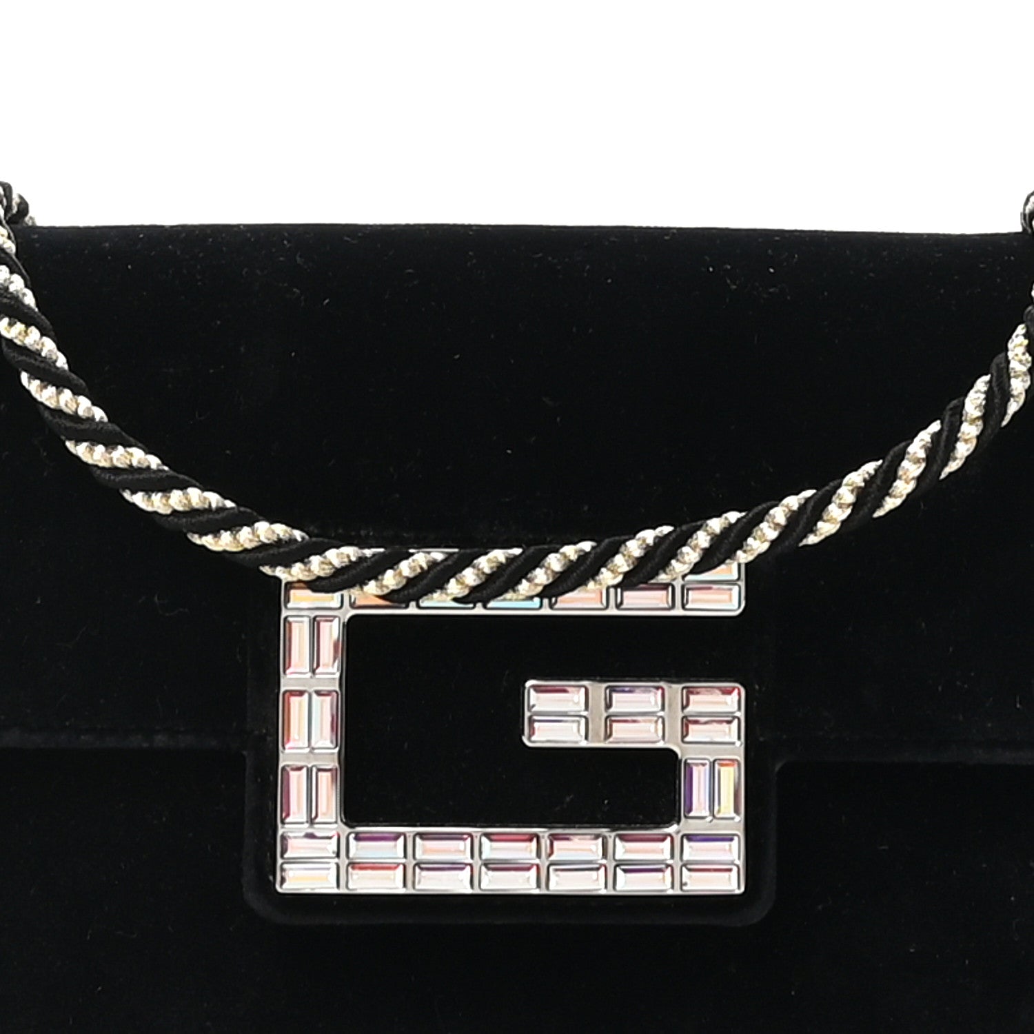 Gucci Velvet Crystal Square G Shoulder Bag Black 8 of 10