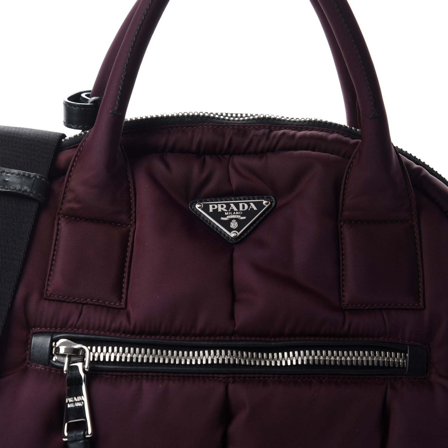 Prada Tessuto Nylon Bomber Dome Satchel Bordeaux 10 of 10