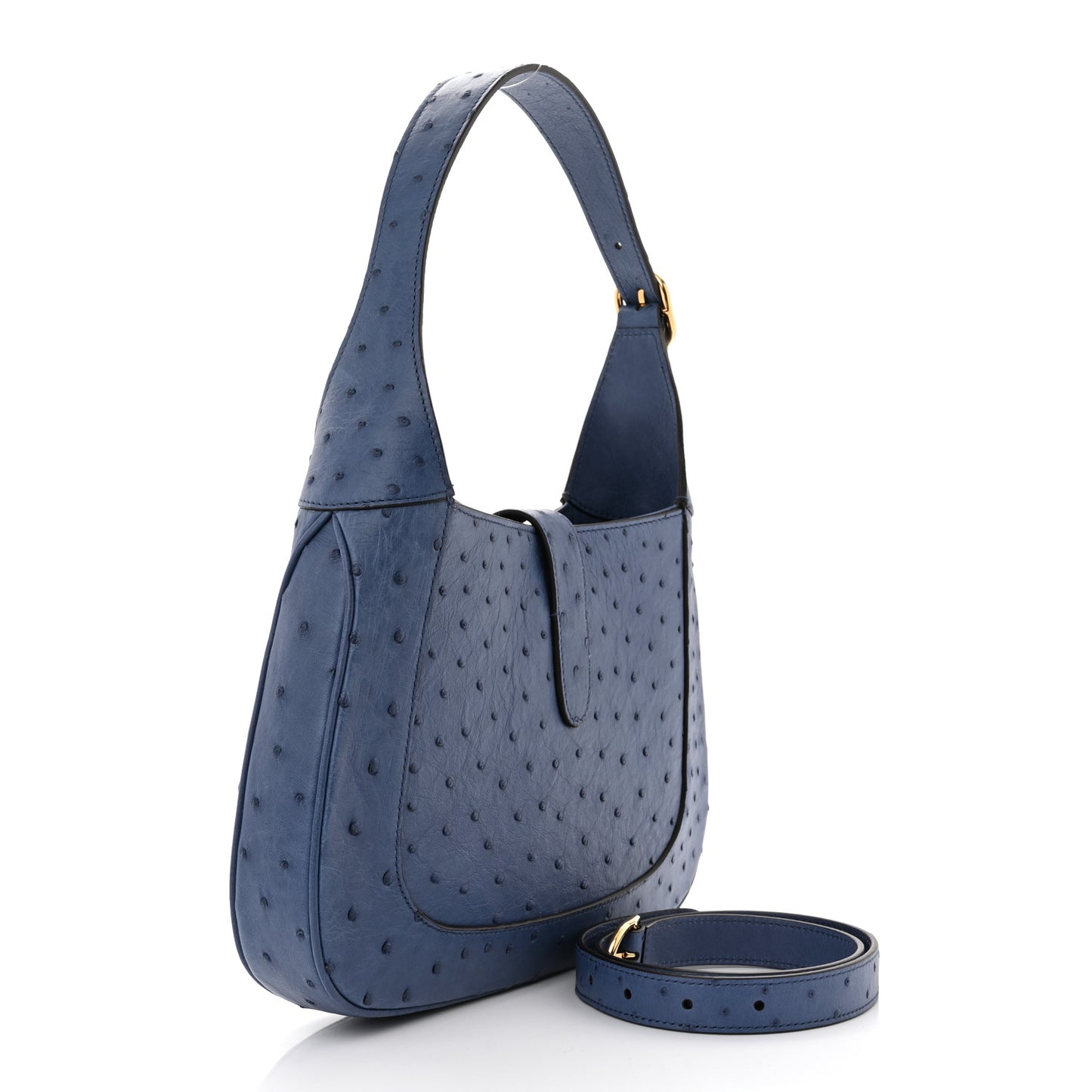 Ostrich Small Jackie 1961 Hobo Washed Indigo
