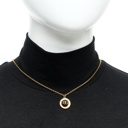 Christian Dior Metal Pearl CD Necklace Gold Black 2 of 6