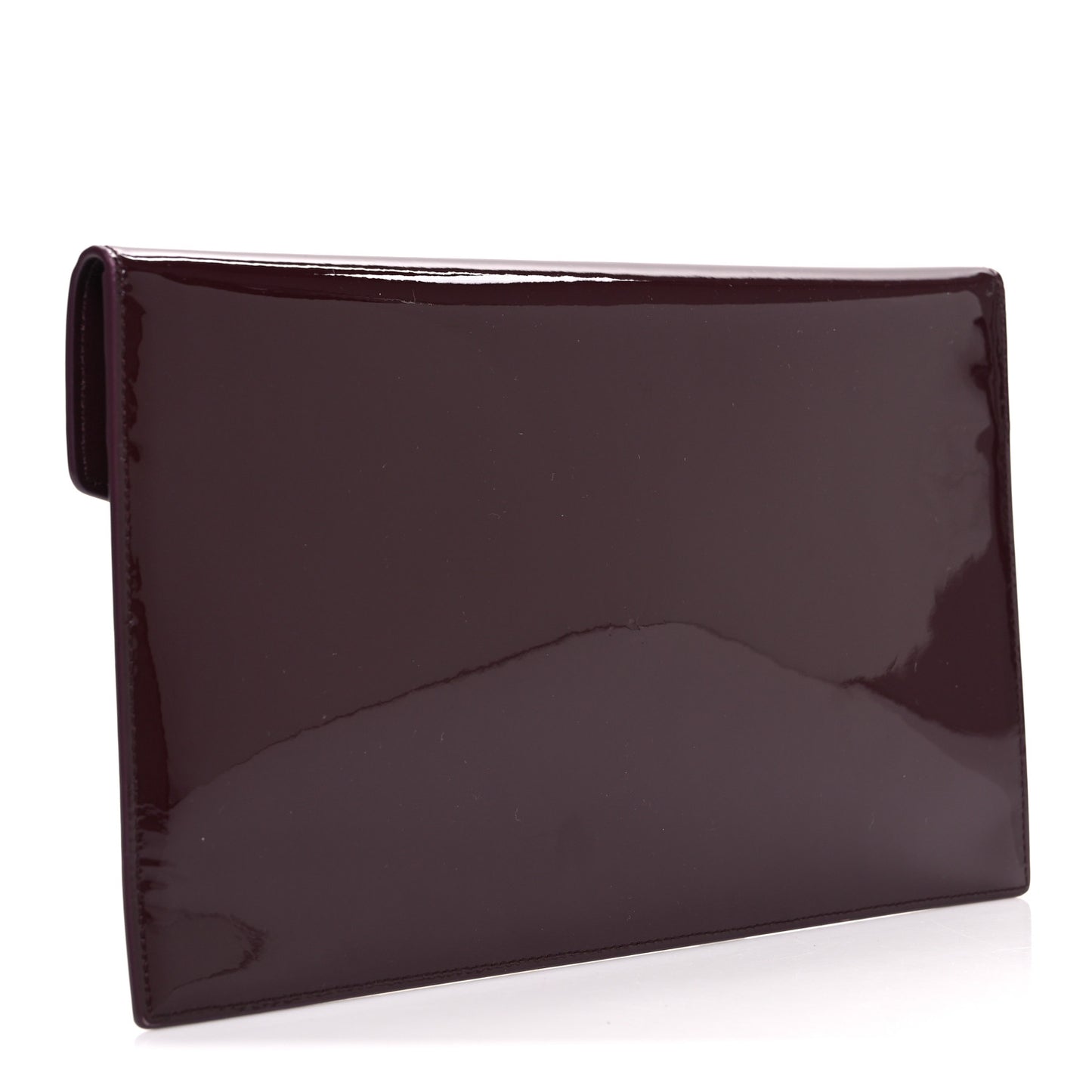 Patent Calfskin Monogram Uptown Clutch Dark Red Wine