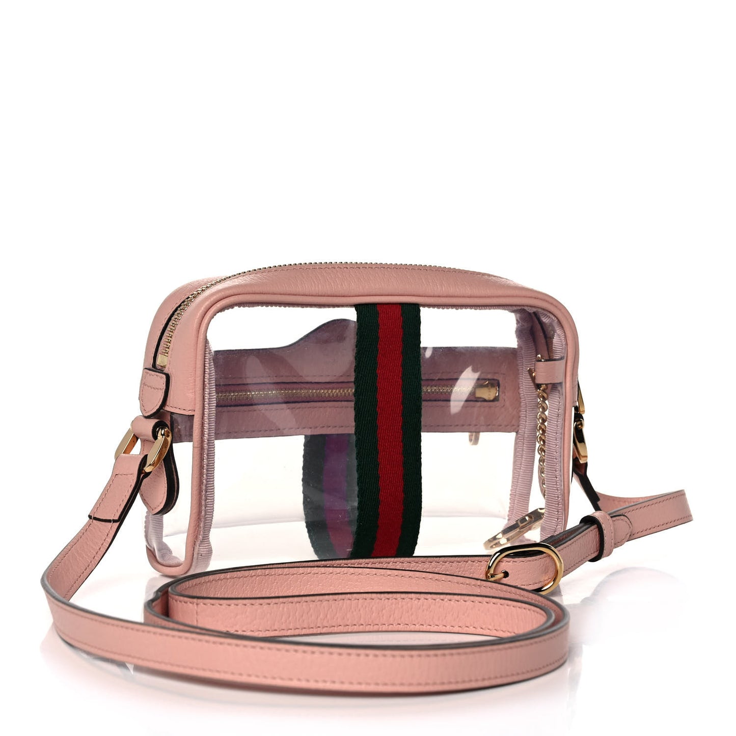 Vinyl Web Mini Ophidia Transparent Shoulder Bag Perfect Pink