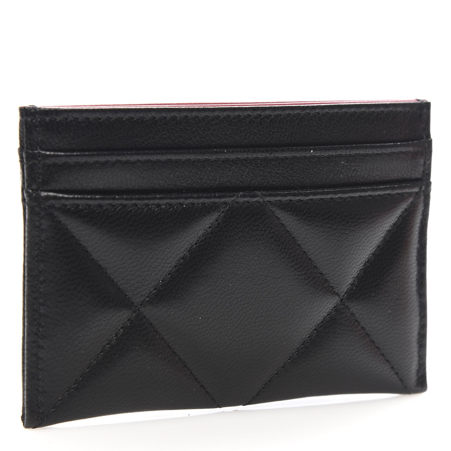 Chanel Shiny Goatskin Quilted Chanel 19 Card Holder Black 3 of 9