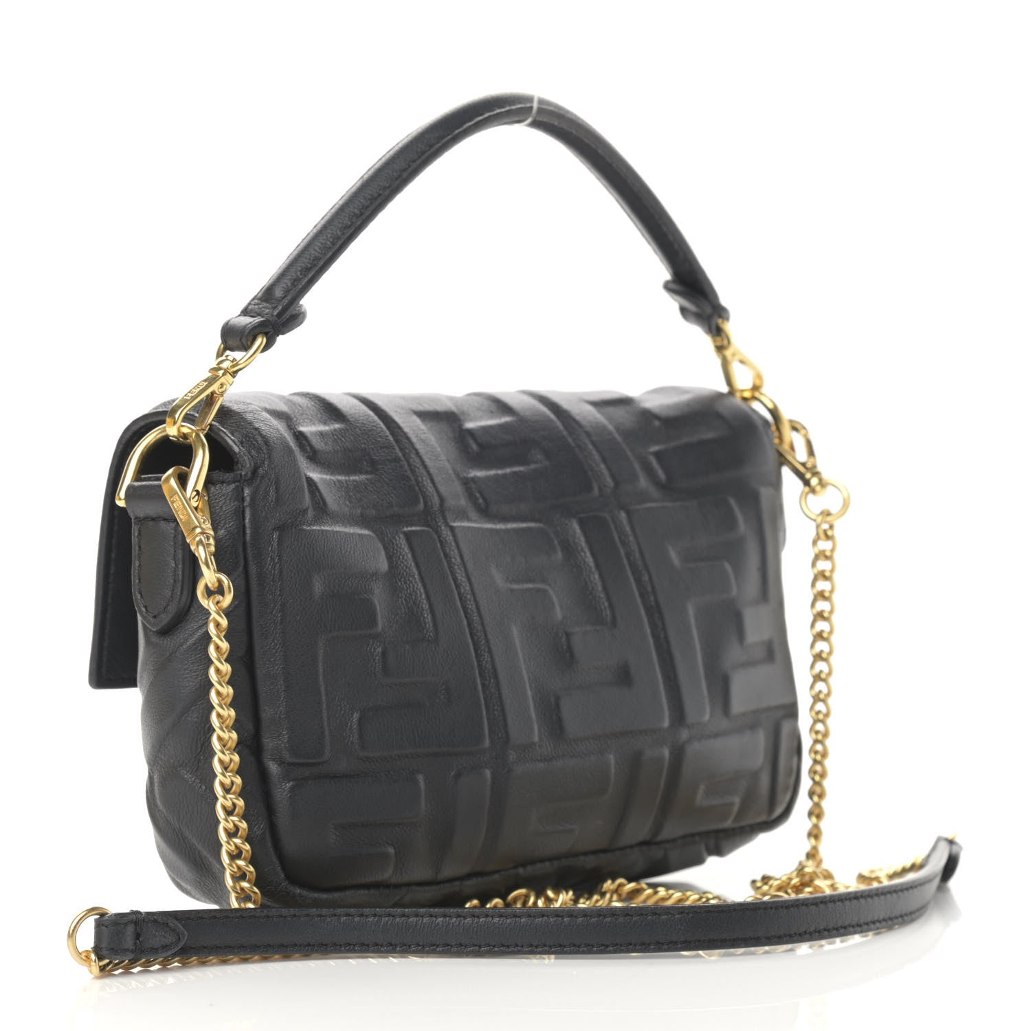 Fendi Nappa FF 1974 Embossed Mini Baguette Black 3 of 12
