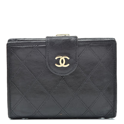Chanel Lambskin Stitched Compact French Wallet Black 1 of 14