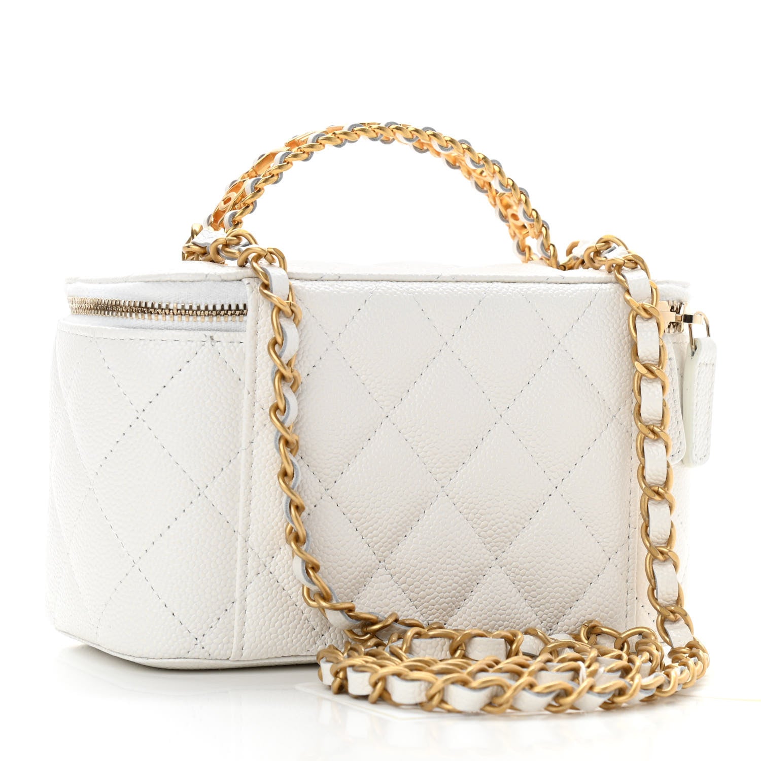 Chanel Shiny Caviar Quilted Pick Me Up Vanity Case White 3 of 12