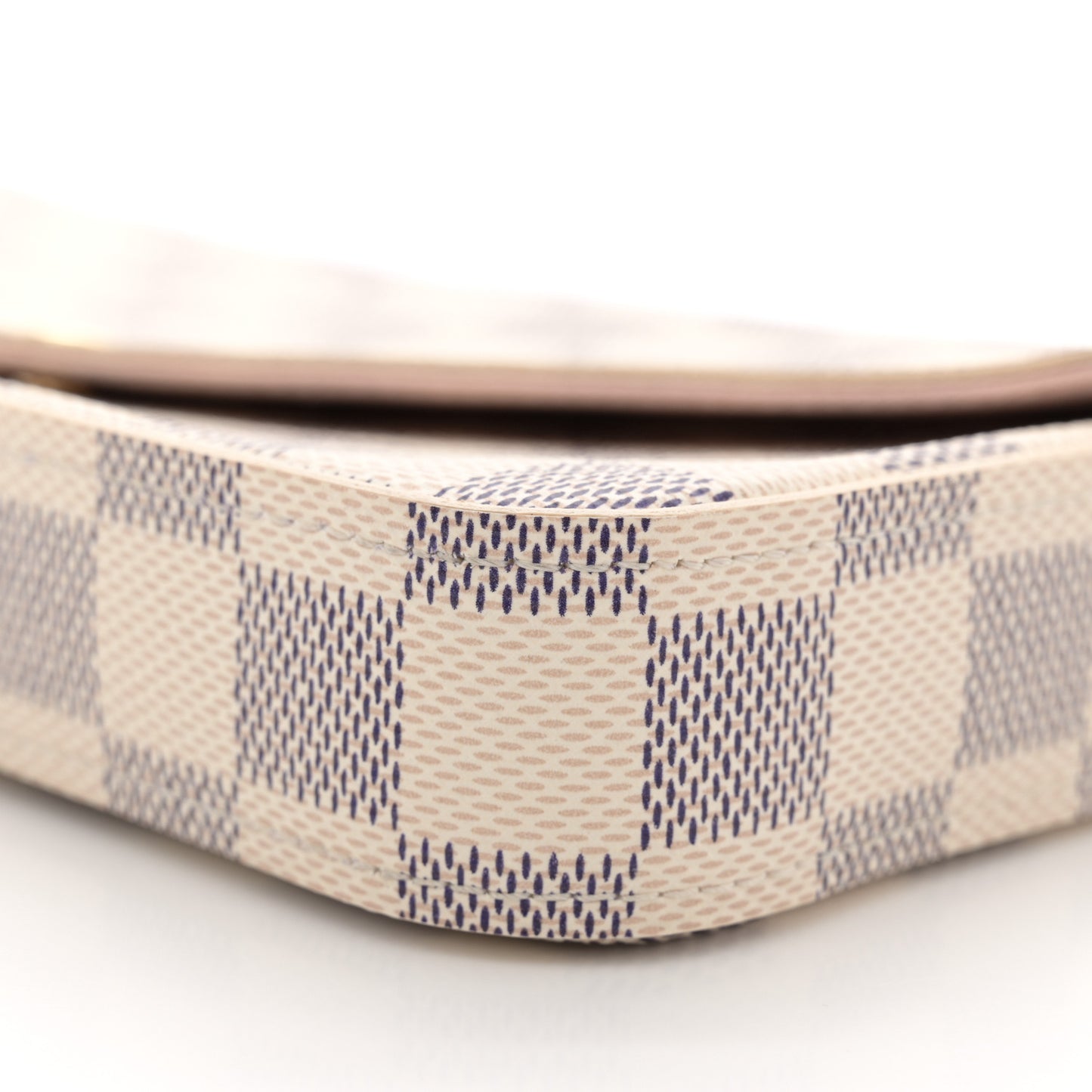 Damier Azur Pochette Felicie Chain Wallet Rose Ballerine