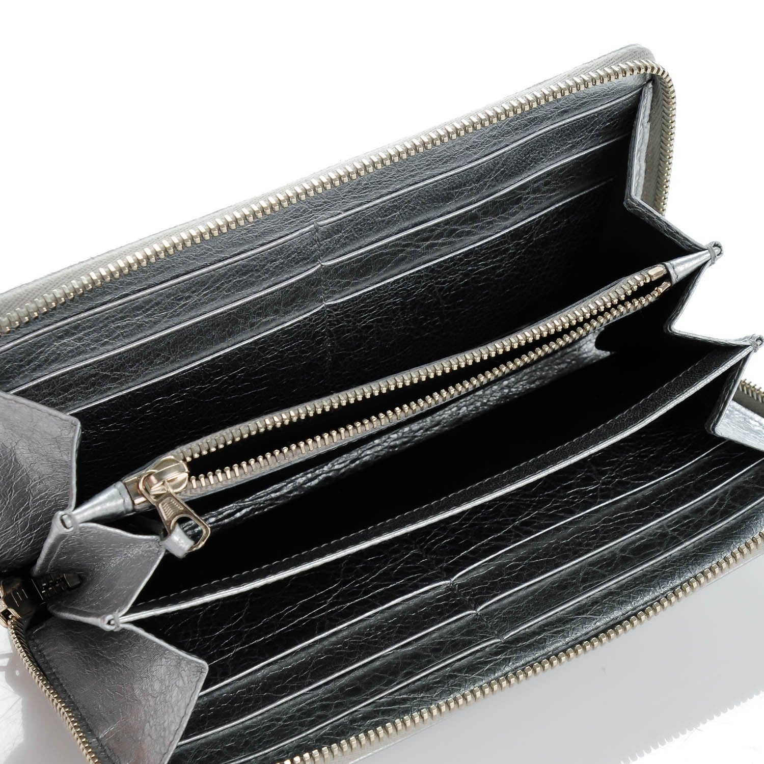 Balenciaga Agneau Giant 12 Silver Hardware Continental Zip Around Wallet Gris Aluminum 5 of 8