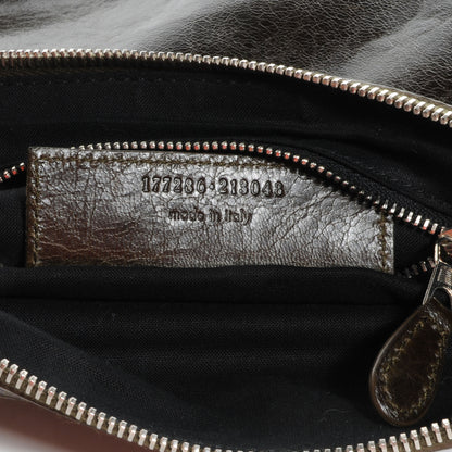 Balenciaga Chevre Agneau Arena Giant 21 Silver Hardware Handle Flat Clutch Vert Fonce 7 of 9