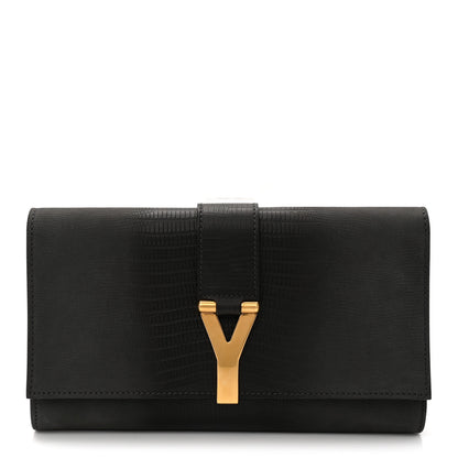 Saint Laurent Lizard Calfskin Embossed Classic Y Ligne Clutch Gray 1 of 6