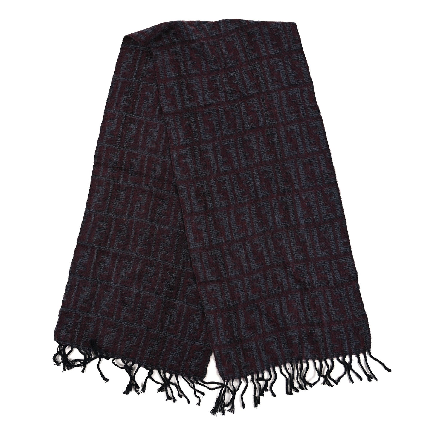 Wool FF Scarf Burgundy Grey