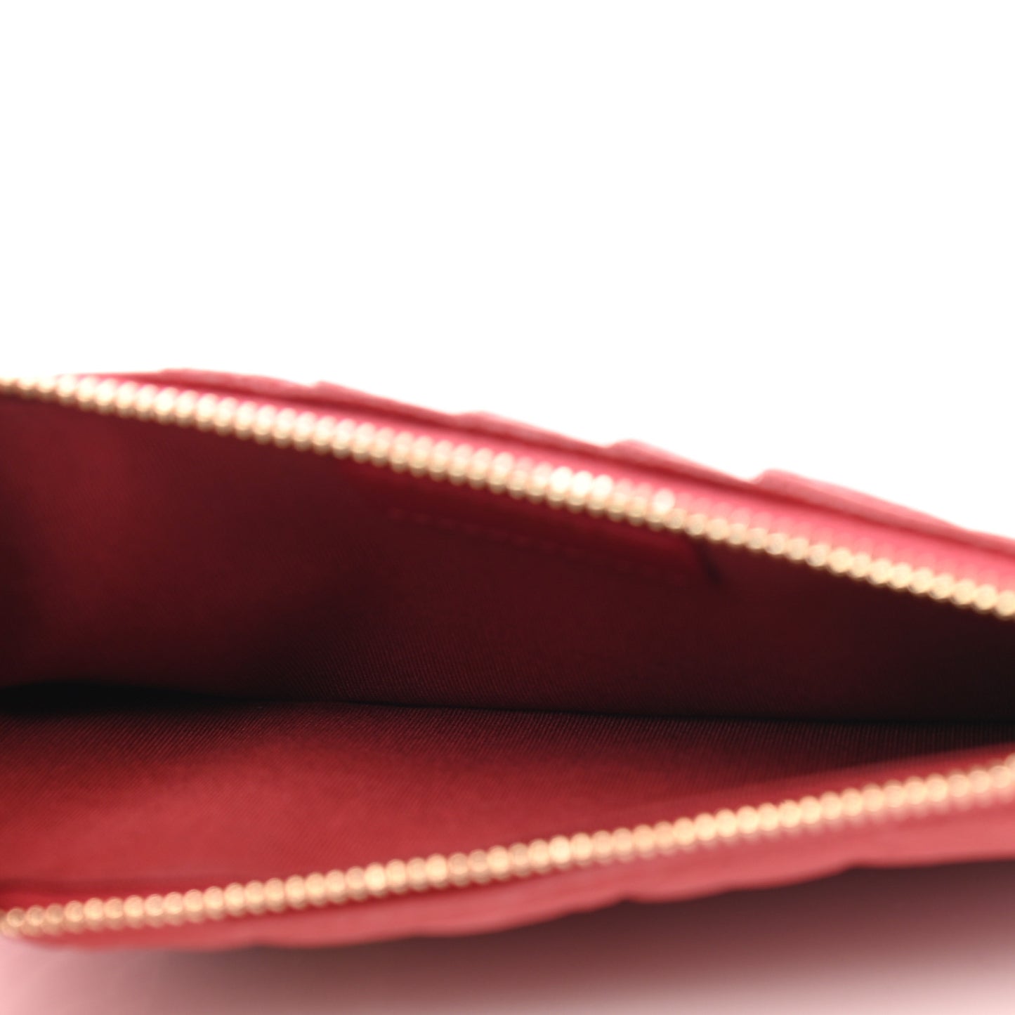 Caviar Camellia Embossed Classic Flat Wallet Pouch Red