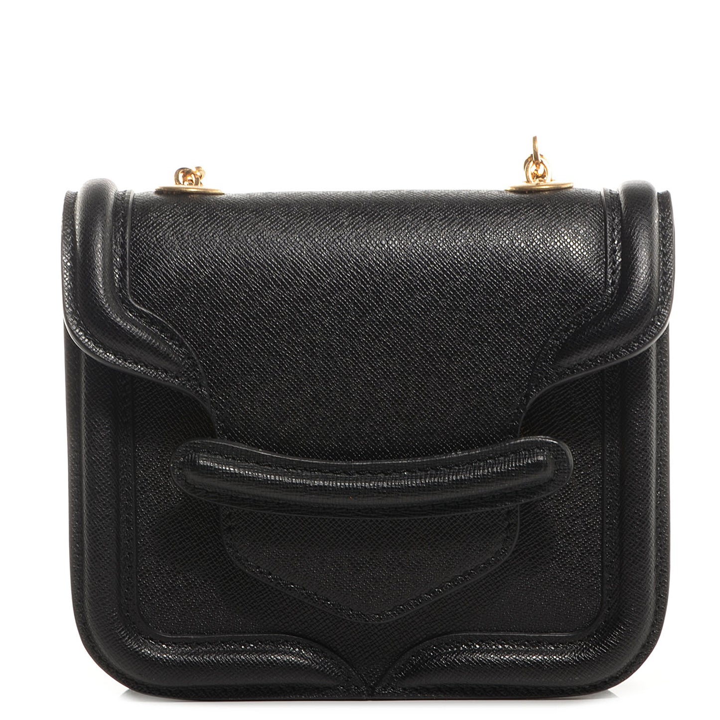 Grain Calfskin Mini Heroine Chain Satchel Black