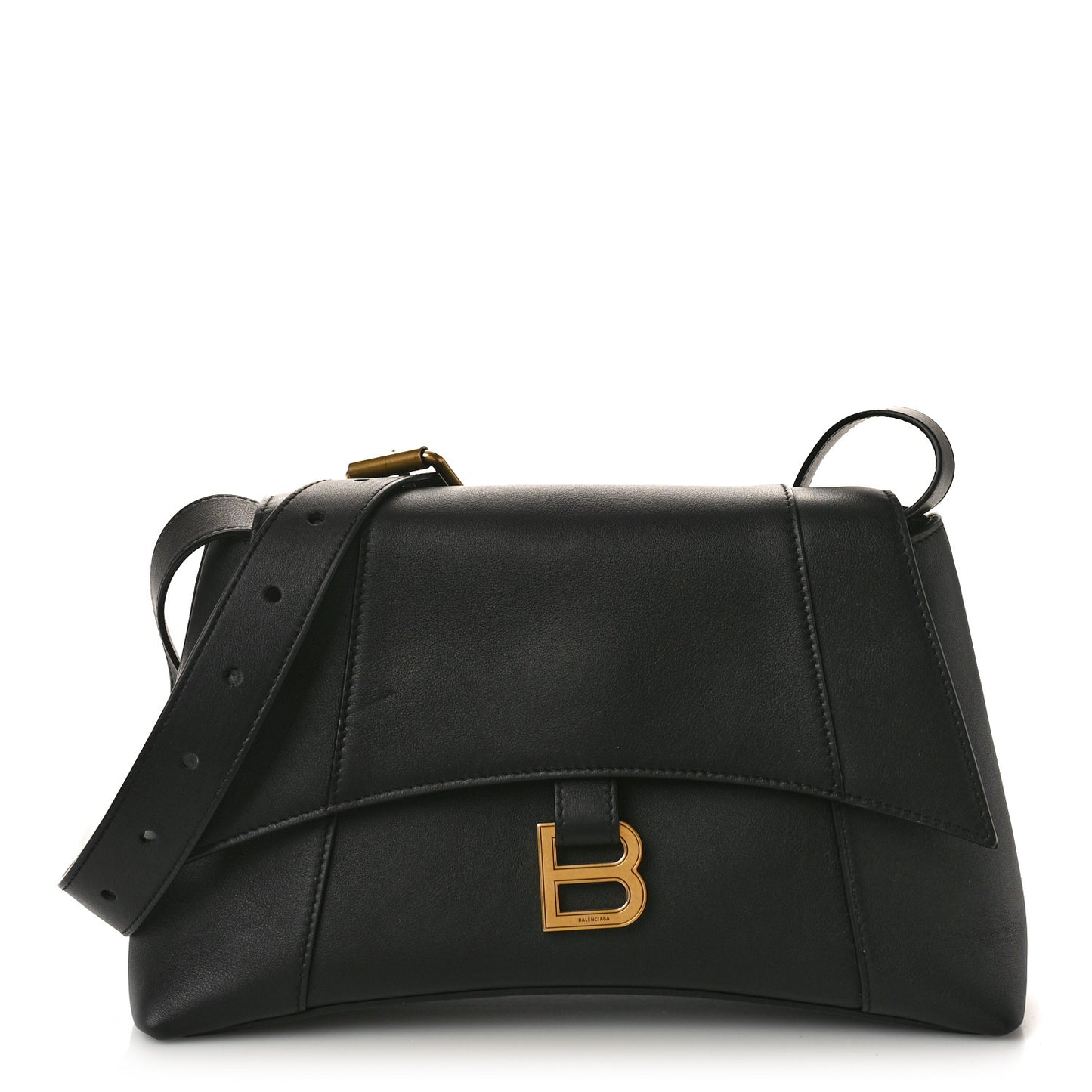 Semi Shiny Smooth Calfskin Small Downtown Shoulder Bag Black
