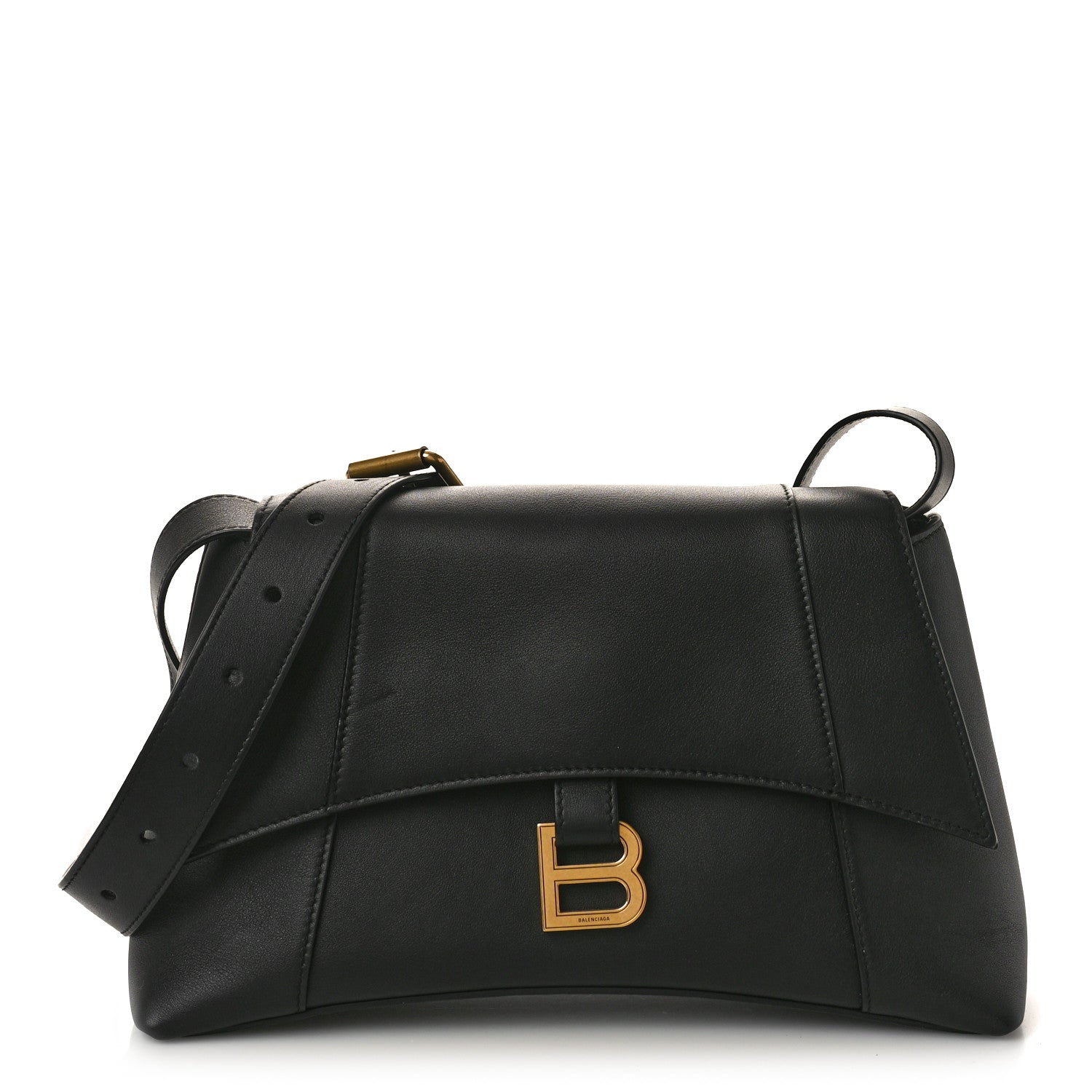 Balenciaga Semi Shiny Smooth Calfskin Small Downtown Shoulder Bag Black 1 of 8