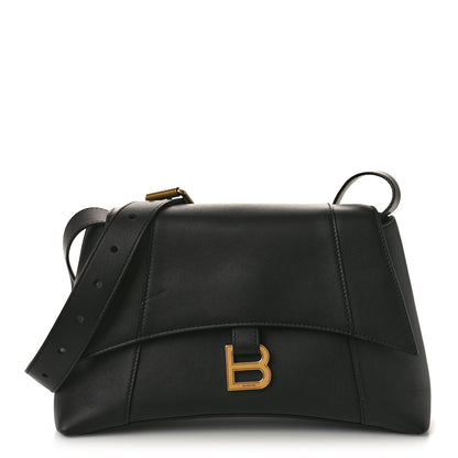 Balenciaga Semi Shiny Smooth Calfskin Small Downtown Shoulder Bag Black 1 of 8