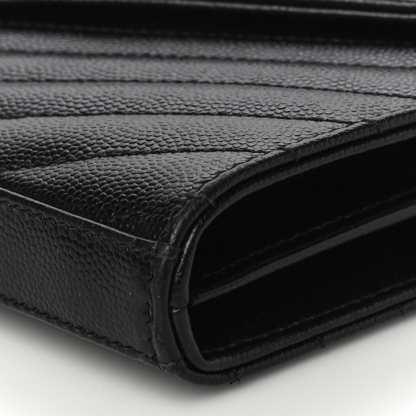 Grain De Poudre Matelasse Chevron Monogram Chain Wallet Black