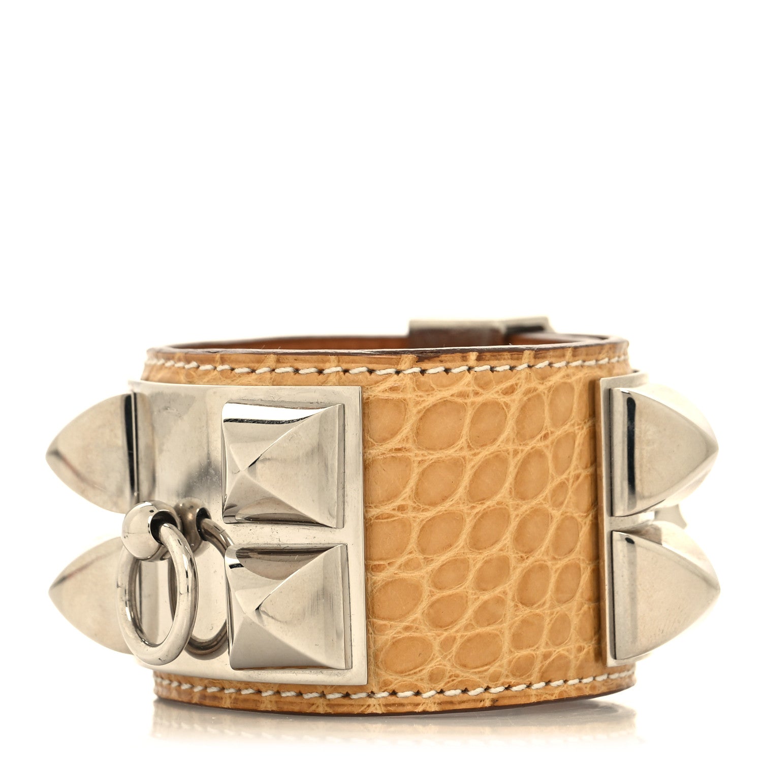 Hermes Matte Alligator Collier De Chien CDC Bracelet S Maize 1 of 5