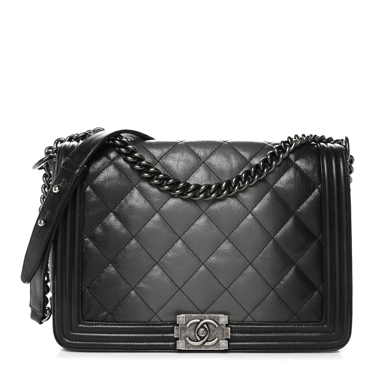 Chanel Goatskin Ombre Faded Quilted Large Boy Flap Grey 1 of 16
