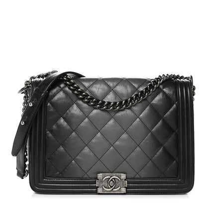 Chanel Goatskin Ombre Faded Quilted Large Boy Flap Grey 1 of 16