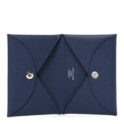 Hermes Epsom Calvi Card Case Bleu Tie 5 of 7