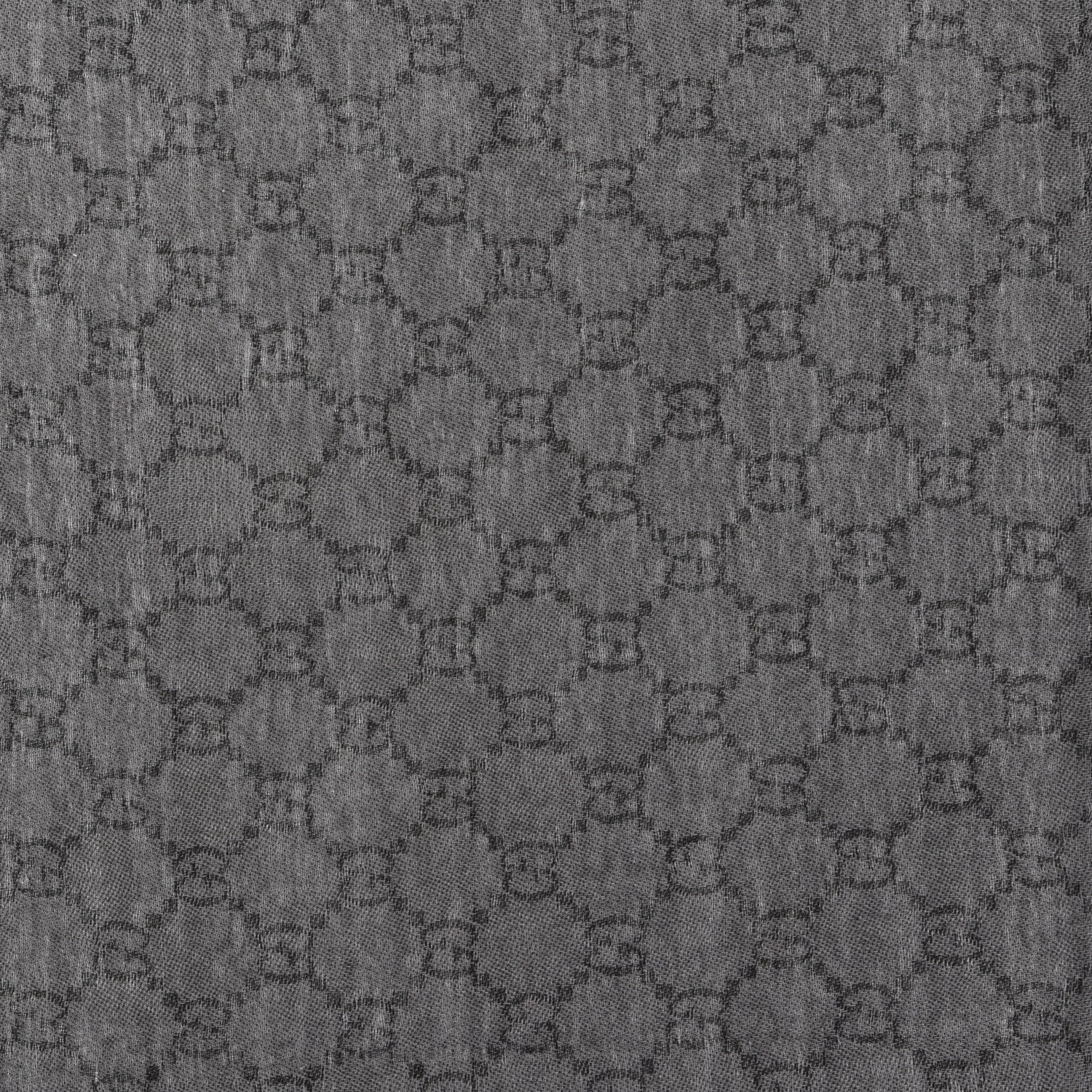 Gucci Wool Silk GG Monogram Diamante Plaid Cavendish Square Shawl Black Grey 2 of 4